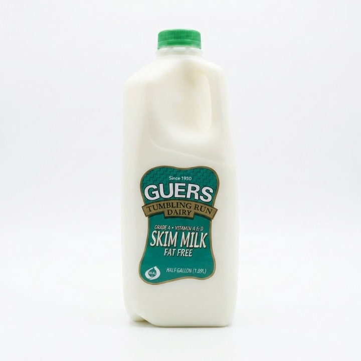 guers tumbling run dairy skim milk half gallon