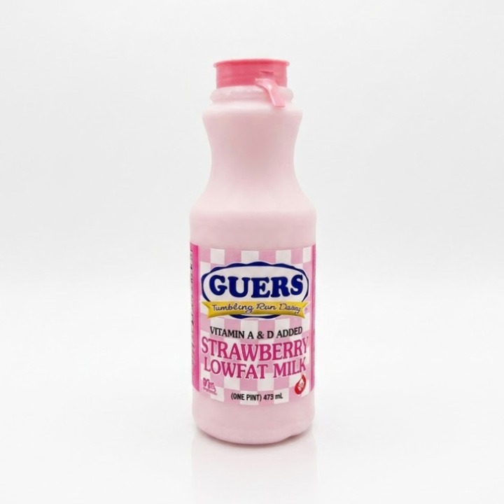 guers tumbling run dairy strawberry lowfat milk pint bottle